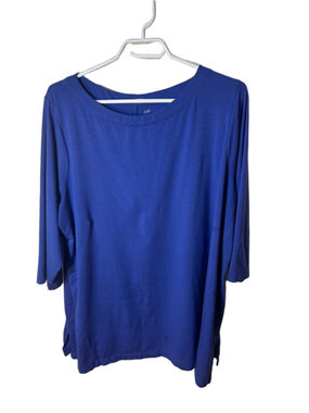 J. Jill Royal Blue Boatneck 3/4 Sleeve Top size 2X cotton modal